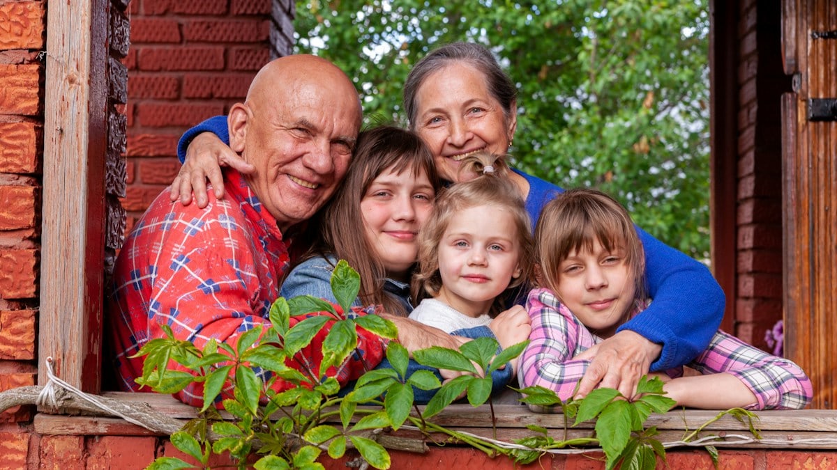 a family posing for a picture